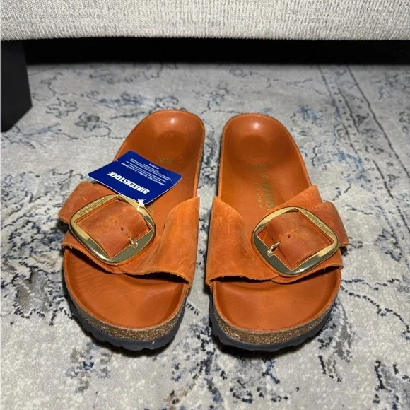 Birkenstock Madrid Big Buckle Oiled Leather Orange - Picture 4 of 7